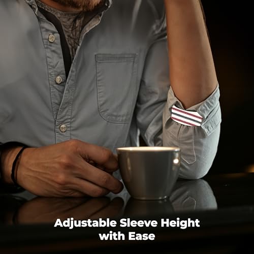 Net Focus Shirt Cuff Holder for Men & Women - Black Textile Button Closure Elastic Sleeves Keeper - Quick & Easy Fixing Anti-Slip Pull-Up Shirt Stays4