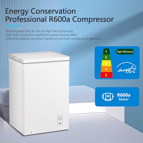 image for R.W.FLAME Chest Freezer 2.8 Cubic Feet, Deep Freezer with Basket Adjus