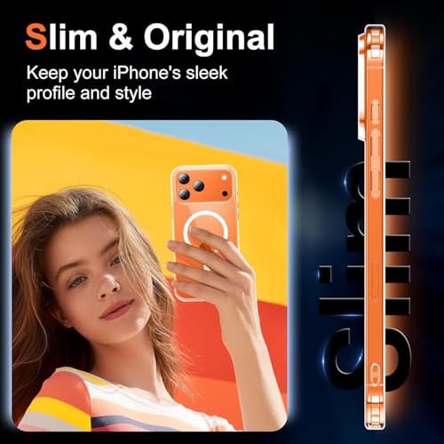 Image of for iPhone 17 Pro Case Clear with Screen Protector, [Compatible with Magsafe][Anti-Yellowing][Military-Grade Protection] Shockproof Slim Magnetic Phone Case Cover, Transparent