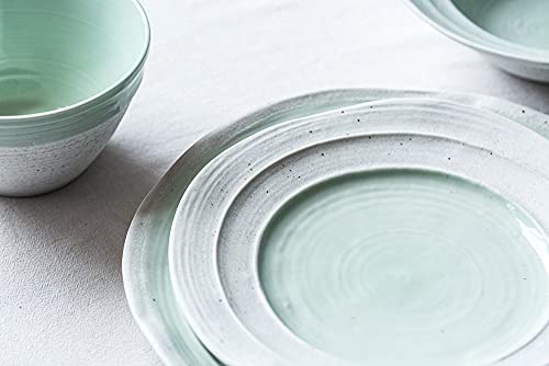 Pangu 16-Piece Dinnerware Sets, Service For 4, Blue, 4 Bowls, 4 Dishs, 4 Salad Plates, 4 Mugs, Misty Forest #TOP2