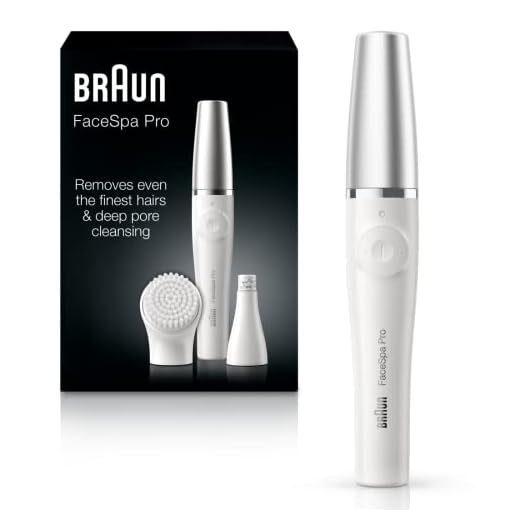 Braun Face Epilator Facespa Pro 910, Facial Hair Removal for Women, Hair Removal Device, Mother's Day Gifts, Epilator for Women, 2 in 1 Epilating and Cleansing Brush