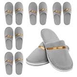 Iyxeo 6 Paar Hotelslipper, Hausschuhe Gäste aus Korallstoff, Rutschfeste Gästeschlappen für Hotel Spa, Reisen, Zuhause, Grau
