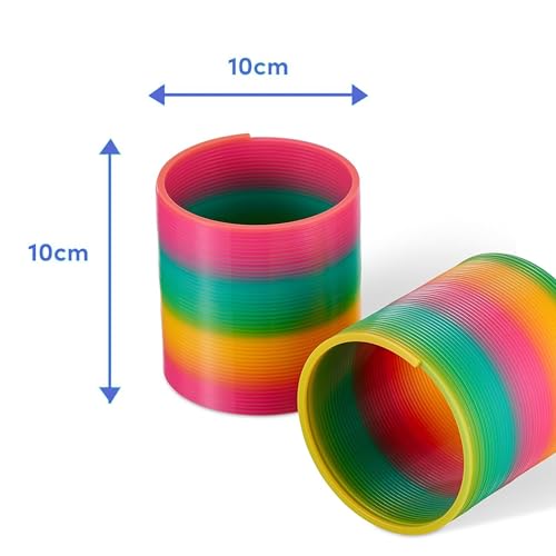 Out of the blue Riesige Regenbogen Spiralen XXL - 2er Set Treppenhüpfer Spielzeug, 10cm Durchmesser, aus Kunststoff - Perfekt für Mädchen & Jungen - Ideal als Mitgebsel für Kindergeburtstage