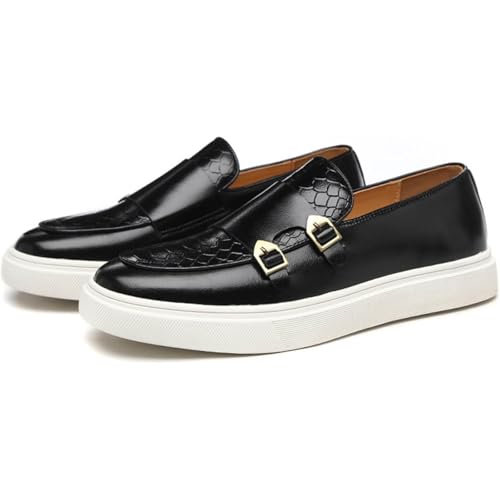 Men's Double Monk Strap Dress Sneakers, Casual Fashion Formal Business Patent Leather Dress Shoes2