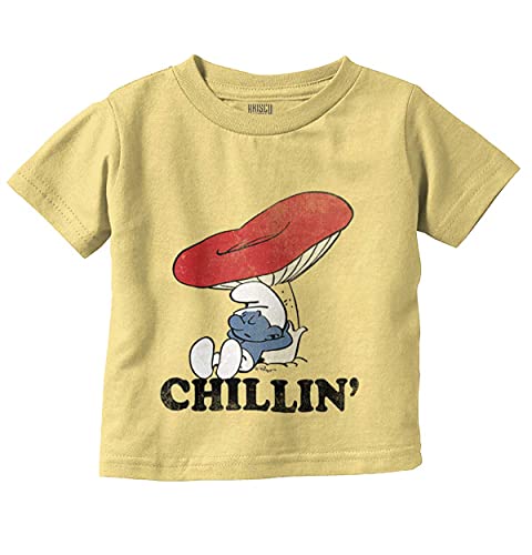 Brisco Brands Smurf Mushroom Chillin' Retro Cartoon Toddler Boy Girl T Shirt