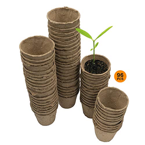 ZYBUX - 6cms 96 pcs Round Fibre Pots, Gardening Seeding Cups