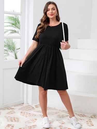 MK Shop Limited Womens Plus Size Dresses Maxi Summer Casual Curvy Cute Dress Short Sleeve Loose Dress with Pockets3