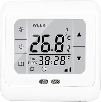 Digital Thermostat Touchscreen Underfloor Heating Room Controller with Floor Sensor 16A Electric Heating Temperature Control White