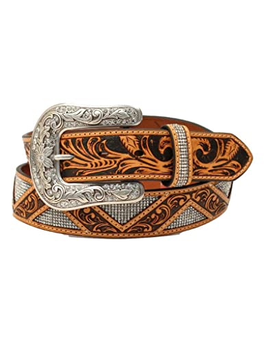 Angel Ranch Western Belt Womens Floral Tooled Stones D140002808