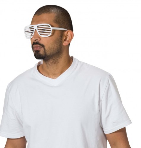 Preisvergleich Produktbild Jalousie Sonnenbrille Brille Jalousiebrille Gitter weiß