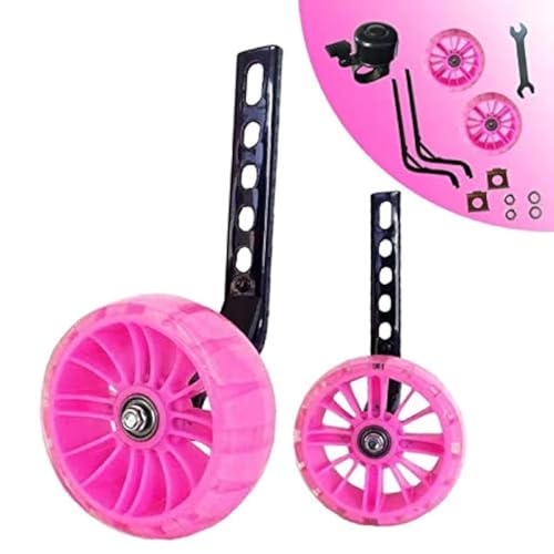 Image of training wheels flash mute wheel bicycle stabiliser mounted Kit compatible for bikes of 12 14 16 18 20 Inch, 1 Pair