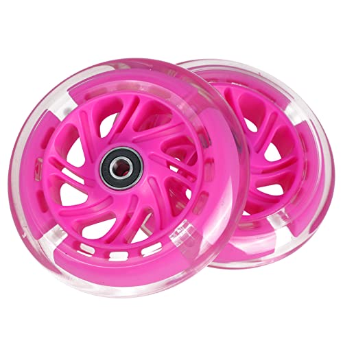 Gladeer 120Mm Light Up Flashing Scooter Front Replacement Wheels W/Bearings For Kids 3-Wheeled Kick Scooters (Pink) #TOP3