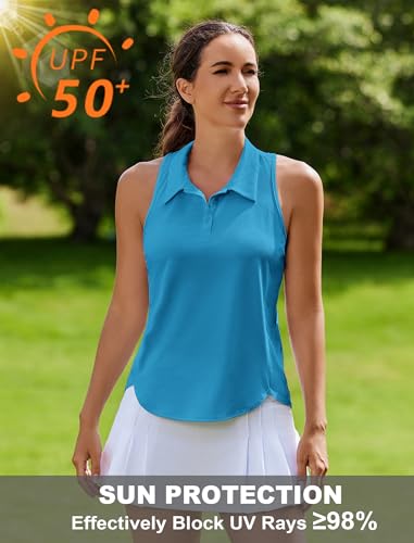 Image of PINSPARK Women's Golf Shirt Racerback UPF 50+ Tennis Tank Top with Collar