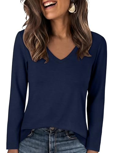 Image of ANRABESS Long Sleeve Shirts for Women Wrinkle Free V Neck Fall Top