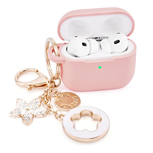 Image of Case for Airpods Pro 1st 2nd Generation - VISOOM Airpods Pro 1 /2 Cases Cover Women Silicone iPod Pro 2 Earbuds Wireless Charging Case Girl Bling Keychain for Apple Airpod Gen Pro 2