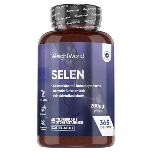 Selen 200 µg – 365 tabletter – 1 års förbrukning – L-selenometionin – Vegan – bidrar till normal sköldkörtelfunktion (EFSA) – 1 tablett dagligen – Glutenfri – WeightWorld