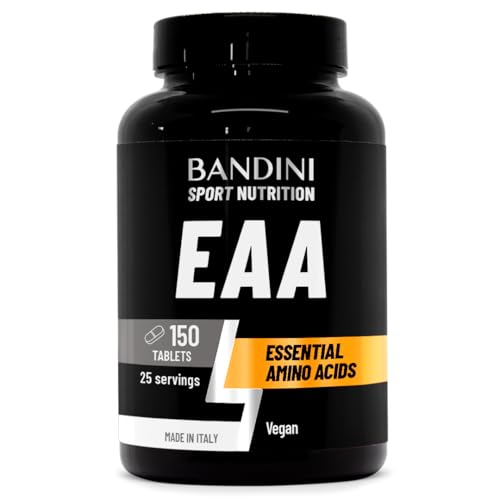 Bandini® EAA Essential Amino Acids Tablets – with 9 Essential Aminos Intra, Pre & Post Workout – Aminoacids Food Supplement for Sport – High-Strength EAAs – 100% Vegan (150 Count (Pack of 1))