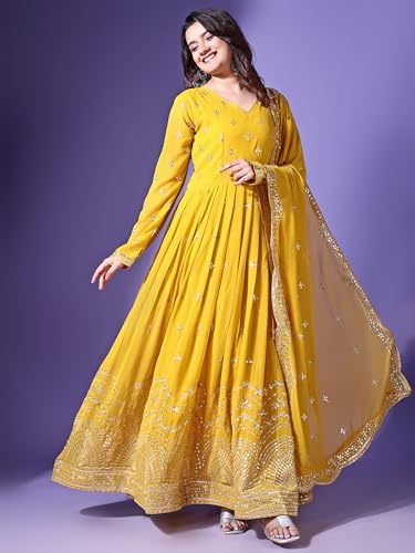 Image of Fashion Basket Faux Georgette Sequins Anarkali Dress for Women