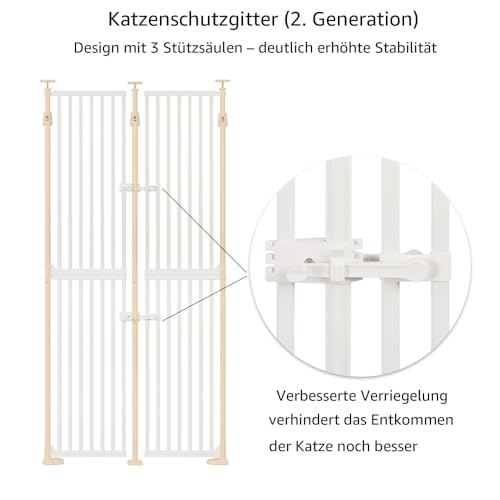 unipaws 190 cm hohes extra hohes Katzenschutzgitter, zweite Generation, stabiles Erhöhung, 89 cm - 96 cm breites Sicherheitsgitter für Tür, Tür für Treppen, automatisches Schließen und ohne