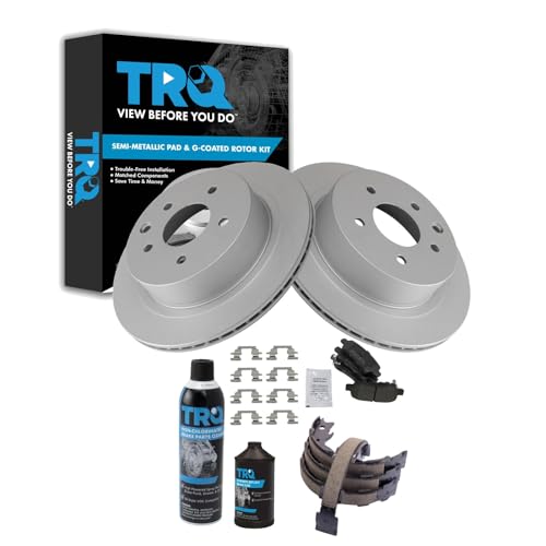 Image of TRQ Rear Brake Pad & Rotor Kit Semi-Metallic Compatible with 2011-2022 Nissan LEAF 2008-2013 Rogue 2014-2015 Rogue Select