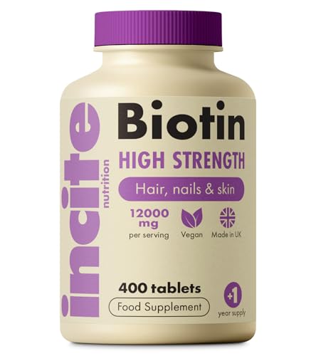 Incite Nutrition Biotin Hair Growth Supplement 12,000Mcg - 400 Tiny 6Mm Tablets (Full Year Plus Supply) For Men & Women