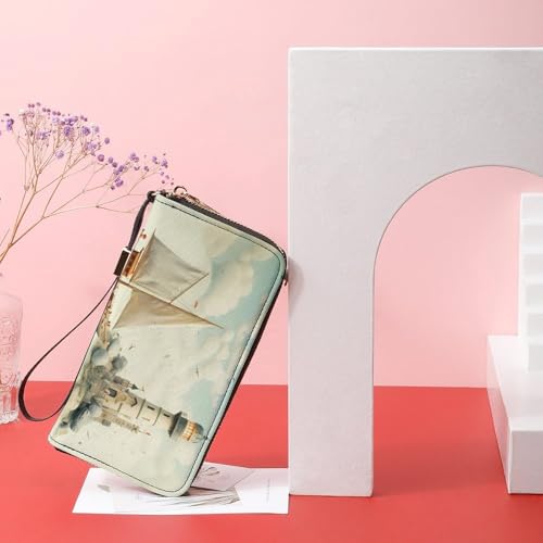 Nautical Lighthouse Leather Wallet Fashion Bifold Purse Long Pouch with Wrist Strap for Men Women 6