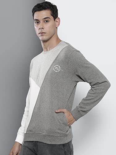 Image of The Indian Garage Co Men Regular Fit Colourblocked Crew Neck Overhead Sweatshirt