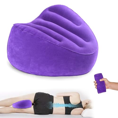 Knee Pillow for Side Sleepers, Leg Pillow for Side Sleeping Velvet Soft Fabric, Inflatable Travel Pillow for Thigh Sleep Support, Side Sleeper Pillow Between Legs for Hip Sciatica Back Pain Relief