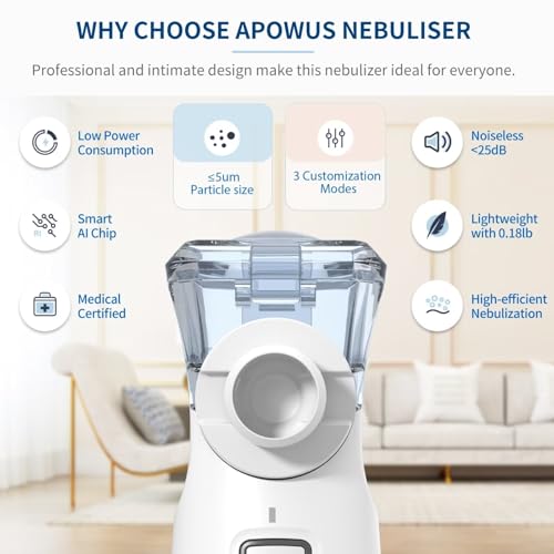 Portable Nebulizer - Nebulizer for Adults and Kids for The Breath Problem Household Nebulizer Machine with Complete Set of Accessories APOWUS.