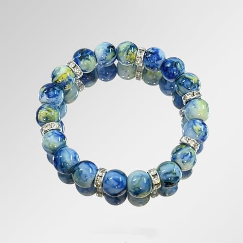 Van Gogh Starry Night-Inspired Bracelet – Oil Painting Style, Elegant Vintage Design with Blue & Colorful Accents, Starry Night Yoga Inspirational Jewelry Gift for Women2