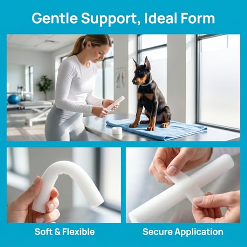 Image of POPETPOP Dog Ear Posting Kit 10 Pcs Foam Ear Stand Rods with 3 Rolls of Adhesive Tapes Puppy Support Accessories for Standing Support and Dog Correction