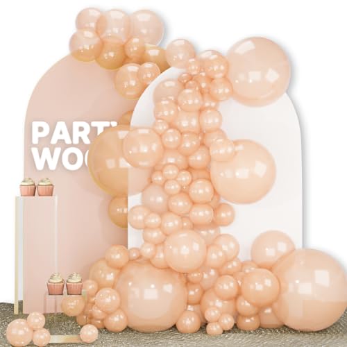 Image of PartyWoo Pearl Peach Balloons 140pcs Different Sizes of 18 12 10 5 Inch Pastel Light Pale Orange Latex Helium Balloon Arch Kit Garland for Bridal Baby Shower Birthday Party Decorations Orange-Z27