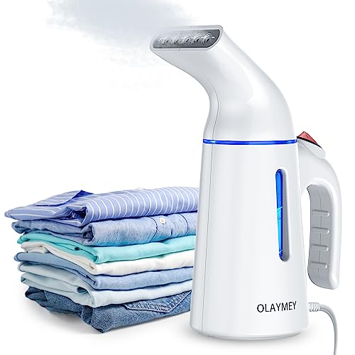 OLAYMEY Steamer Dampfglätter 700W, Dampfbürste Kleidung Steamer Fast Wrinkle Remover, Dampfbügeleisen Faltenentferner Kleingeräte Verwendbar für Reisen, Büro und Zuhause, Weiß (GY-169)