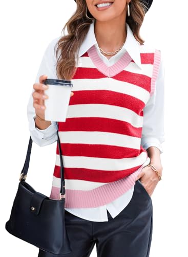 Image of EVALESS Sweater Vest Women V Neck Knit Sleeveless Tunic Tank Tops Casual Pullover Sweater Spring Trendy 2026 Outfits