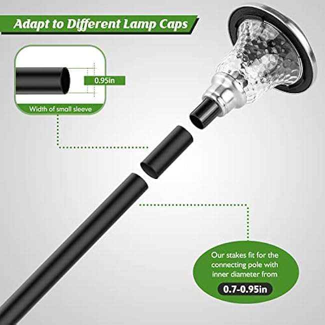 14 Pcs Path Light Steel Pole Extension with Replacement Stakes and Joint Kits Connector for Solar Flame Torches, 47 Extension Makes Garden Lights Outdoor Torch Lights Taller