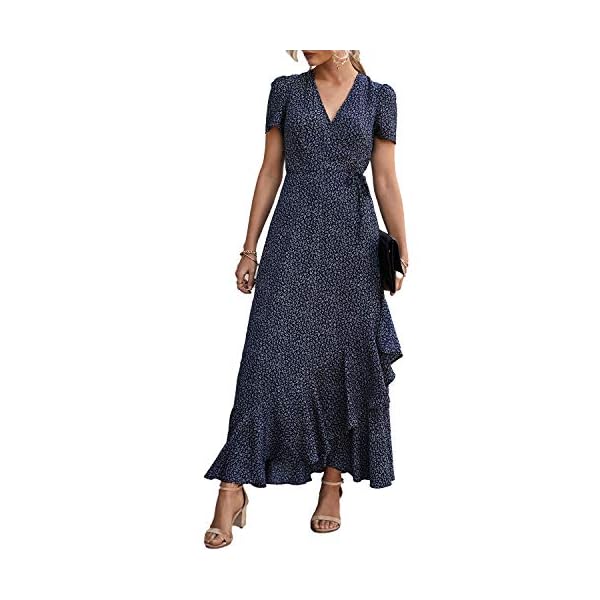 PRETTYGARDEN-Womens-Summer-Wrap-Maxi-Dress-Casual-Boho-Floral-V-Neck-Short-Sleeve-Ruffle-Hem-Split-Beach-Long-Dresses PRETTYGARDEN Women's Summer Wrap Maxi Dress Casual Boho Floral V Neck Short Sleeve Ruffle Hem Split Beach Long Dresses (Blue,Large)