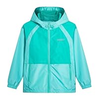 BuyiRen Boys Girls Waterproof Jacket Rain Jackets Hooded Raincoat Lightweight Mesh Lined Rain Coats for Kids, Green, 10-12 Years