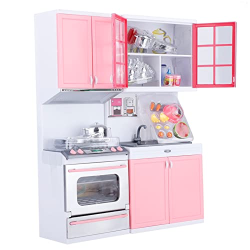 Alomejor Cocina de Juguete, Juego de Cocina para Niños Duradero y Seguro con Luz de Sonido 32,5 X 24,5 Cm Juego de rol Interactivo Juguetes de para Niños Pequeños, Niñas y