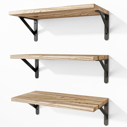 Fixwal Floating Shelves for Wall, Wood Wall Mounted Shelves for