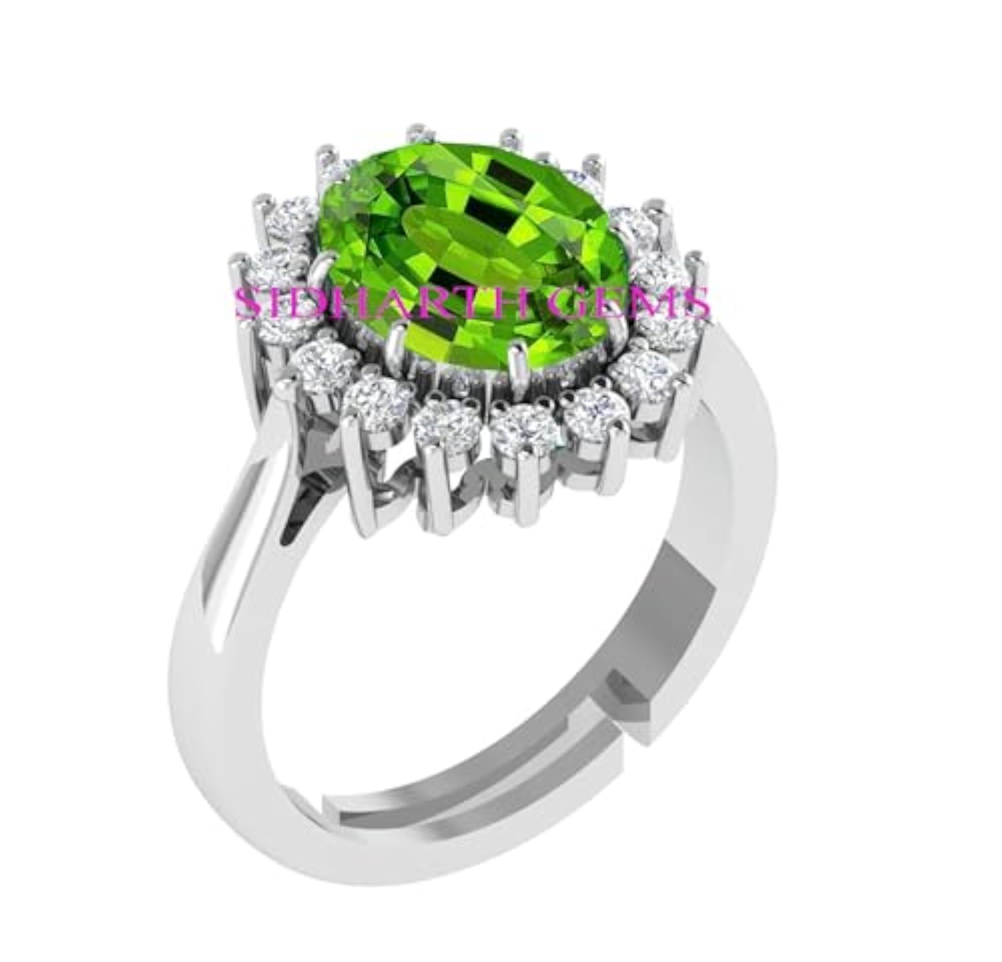 19.25 Ratti Natural Peridot Panchdhatu Adjustable Ring, Astrological