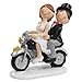 Pareja de novios en moto * Diseño * Figura de novios para tarta * Mesa