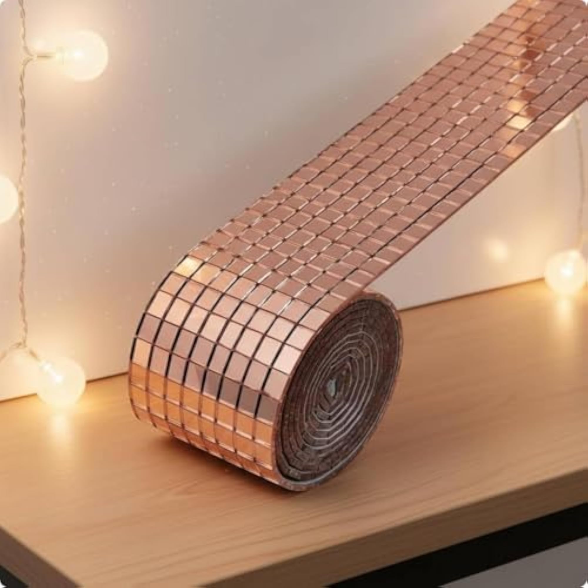 150 Pieces High Reflection Self Mosaic Mirror Tile Wall Sticker, Rose Gold