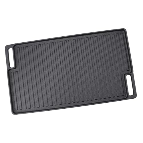 Cast Iron Reversible Grill Griddle, Non Stick Flat Top with Handles for Oven, Stovetop, and Grill