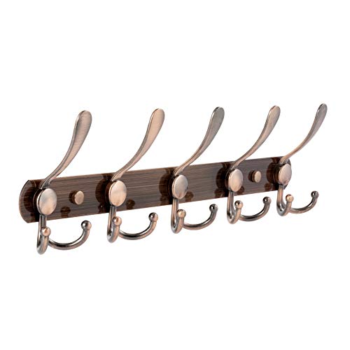 Coat Rack Wall Mounted, Coat Hanger Wall 5 Tri Hooks Heavy Duty Stainless Steel Coat Hook Rail For Coats Towels Purse Robes Keys And Hats(Copper) #TOP11