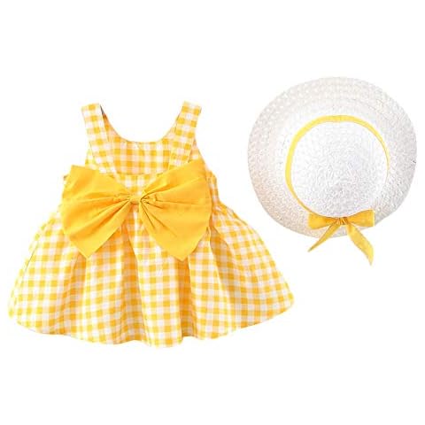 Qiraoxy Toddler Summer Dress Set with Hat Cover