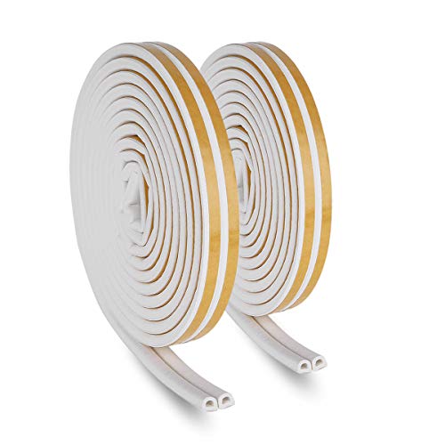 Preisvergleich Produktbild 2 Pack, 12m Lang, Isolierung, wetterfeste Türen und Fenster Schalldämmungs-Dichtungsstreifen Kollisionsvermeidung Gummi selbstklebende Dichtung (D-Typ, weiß)