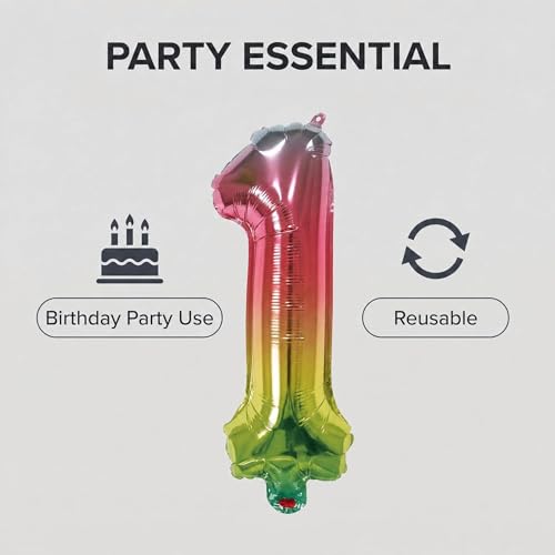 Image of Number 10 Balloon Foil Mylar Balloons for Birthday Party Decoration (Rainbow, 16 Inch)