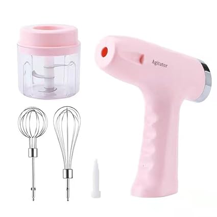 3-in-1 USB Egg Beater and Mixer Set, Pink
