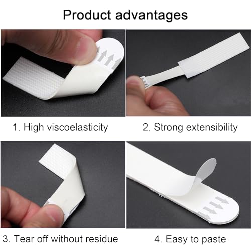 Yoezuo 60 Pcs Bilder Montage Strips, (5 Größen) Bilder Montagestreifen Klebeband, Montage-Streifen für Poster, Rahmen Spiegel, Installation ohne Bohren (16*29mm, 16*46mm, 20*46mm, 16*70mm, 19*92mm)