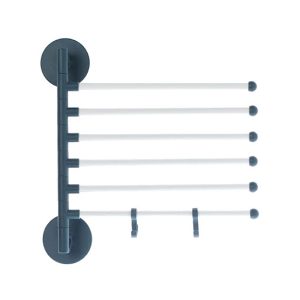FGXHHS Towel Rail Shelf Bathroom Swivel Bar Hanger Swing Rack With Hook Self-adhesive Wall-Mounted Holder Bath Storage (Blue : A-dark green, Size 6 Bars